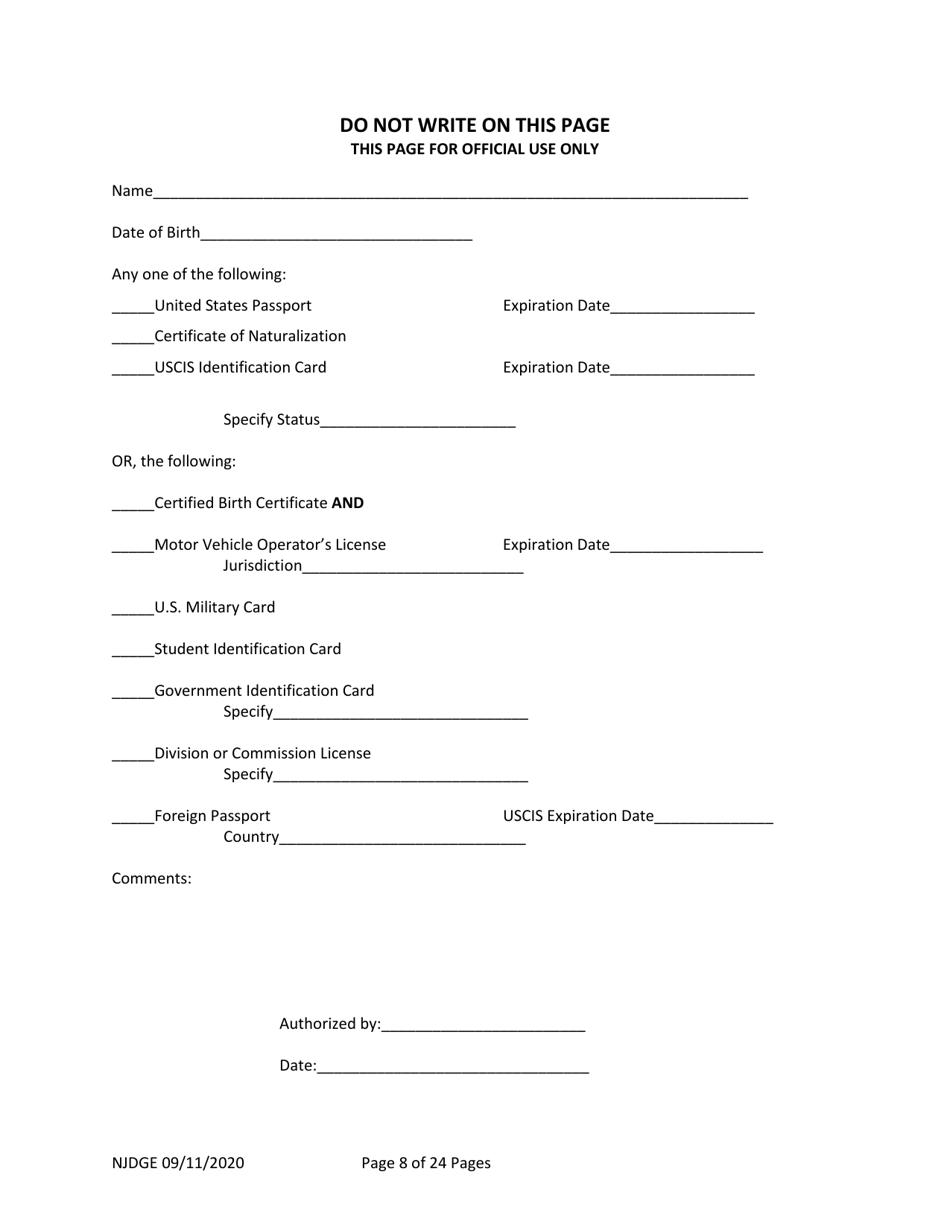 Form 1 (Personal History Disclosure Form 3) Casino Employee Registration - New Jersey, Page 9