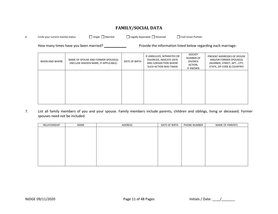 Form 25 (Personal History Disclosure Form 1) Casino Qualifiers - New Jersey, Page 12