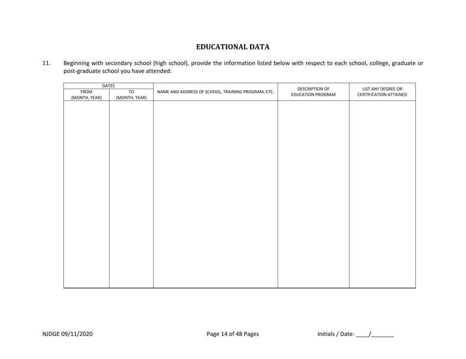 Form 25 (Personal History Disclosure Form 1) Casino Qualifiers - New Jersey, Page 15