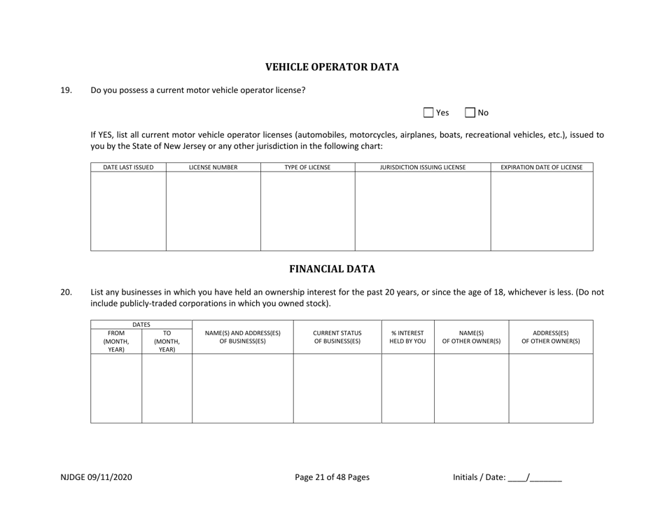 Form 25 (Personal History Disclosure Form 1) Casino Qualifiers - New Jersey, Page 22