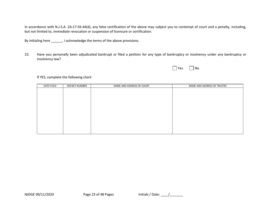 Form 25 (Personal History Disclosure Form 1) Casino Qualifiers - New Jersey, Page 24