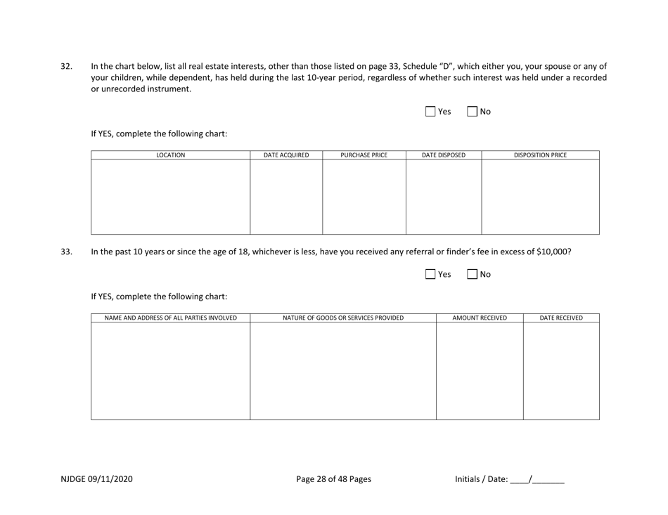 Form 25 (Personal History Disclosure Form 1) Casino Qualifiers - New Jersey, Page 29