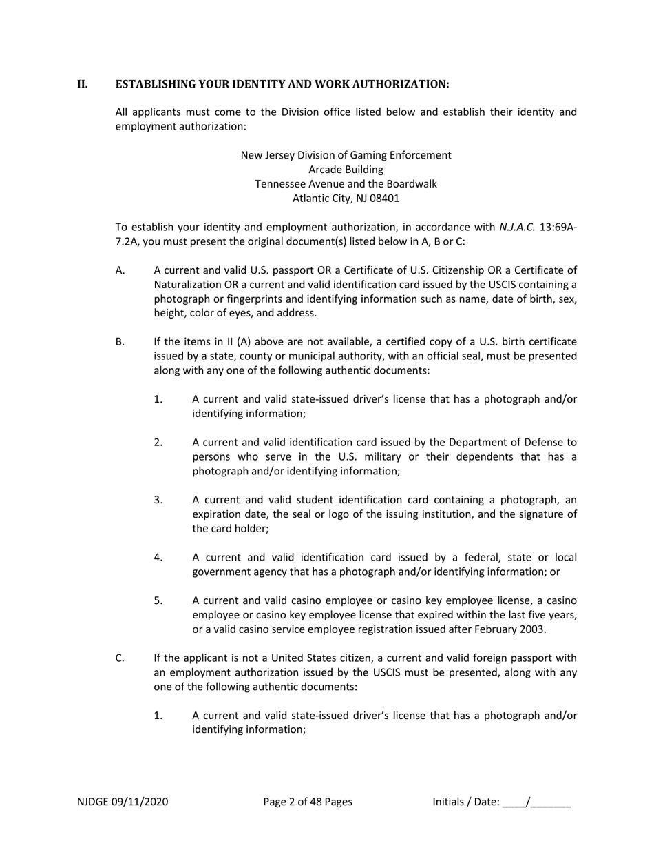 Form 25 (Personal History Disclosure Form 1) Casino Qualifiers - New Jersey, Page 3