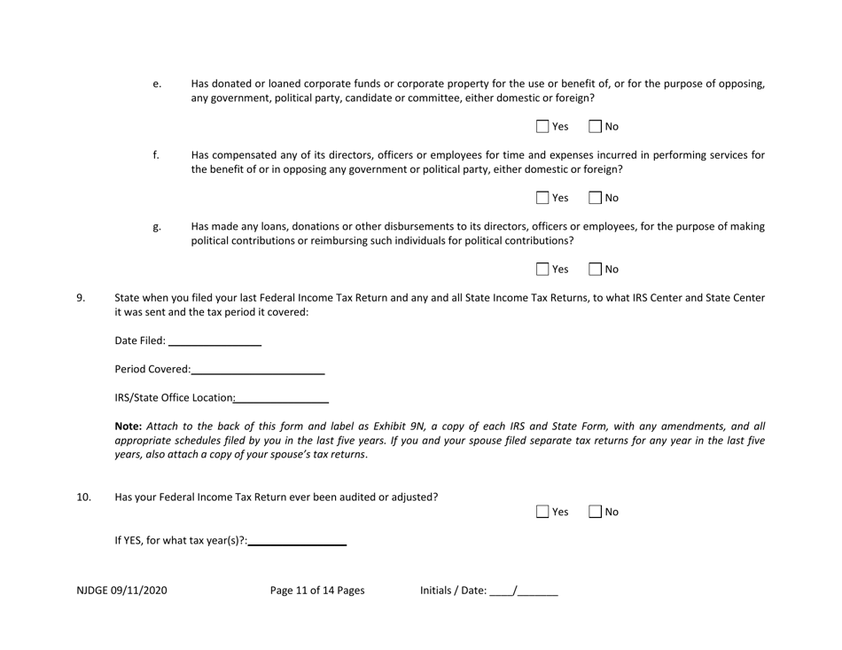 Form 21 New Jersey Supplemental Form to the Multi-Jurisdictional Personal History Disclosure Form - Casino Qualifiers and Casino Key Employee Qualifiers - New Jersey, Page 12
