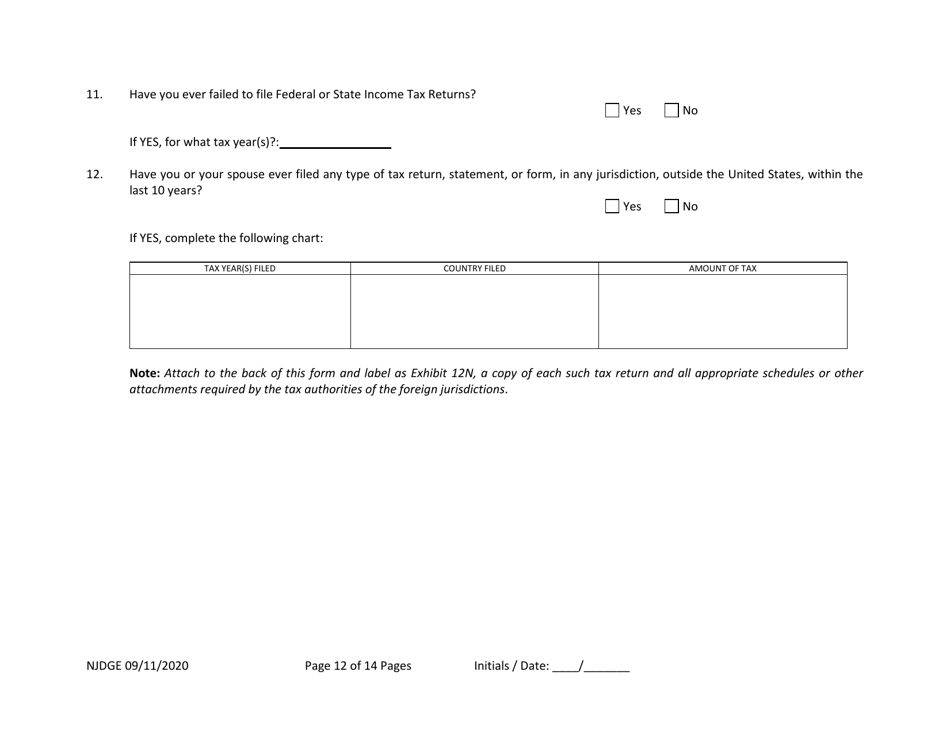 Form 21 New Jersey Supplemental Form to the Multi-Jurisdictional Personal History Disclosure Form - Casino Qualifiers and Casino Key Employee Qualifiers - New Jersey, Page 13