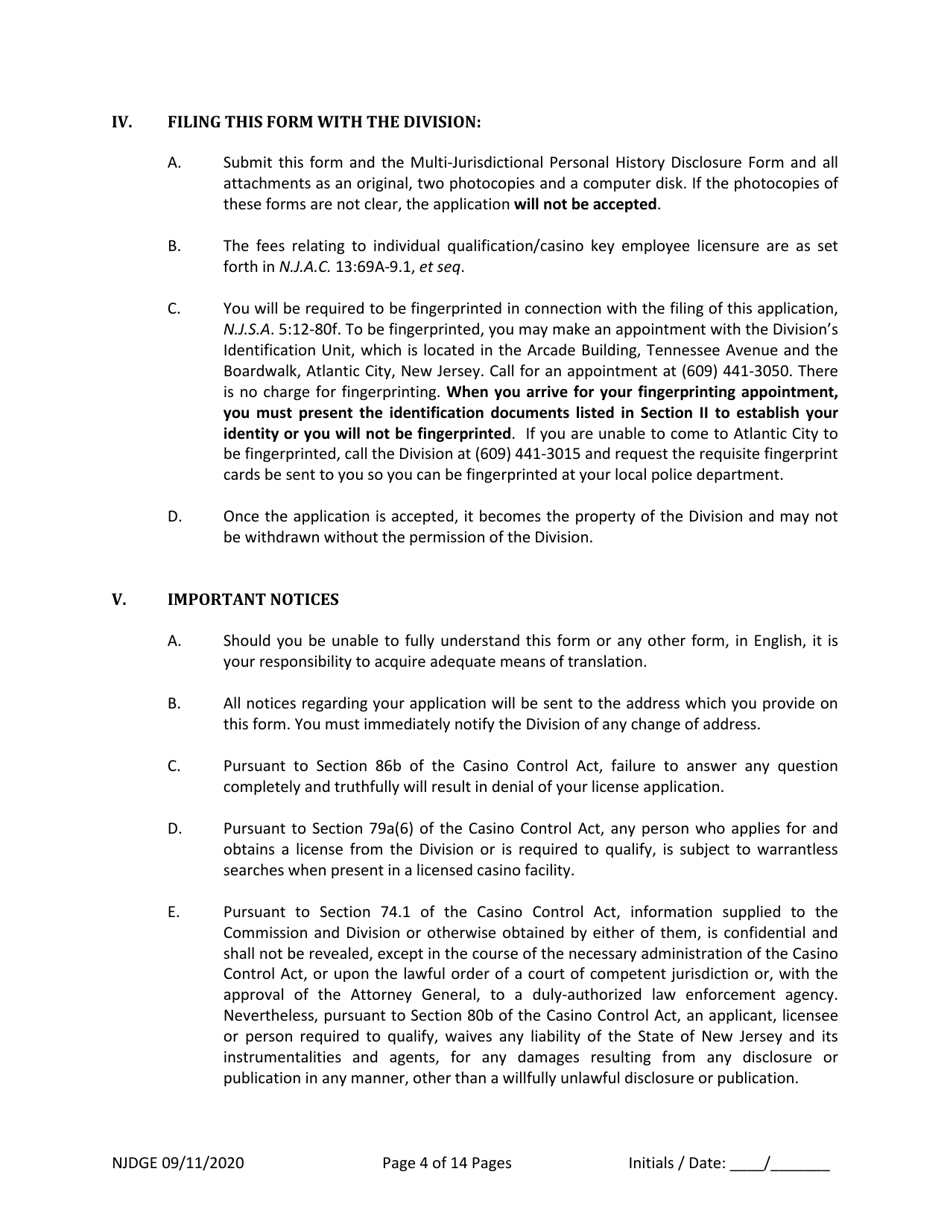 Form 21 New Jersey Supplemental Form to the Multi-Jurisdictional Personal History Disclosure Form - Casino Qualifiers and Casino Key Employee Qualifiers - New Jersey, Page 5