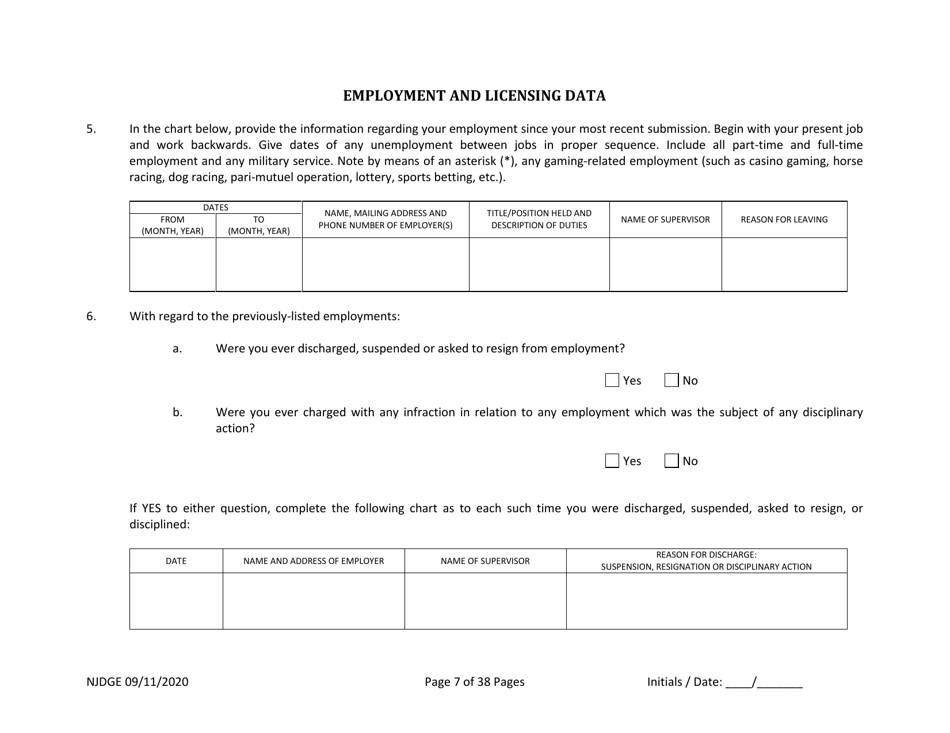Form 22 Personal History Disclosure Resubmission Form - Casino Qualifiers - New Jersey, Page 8