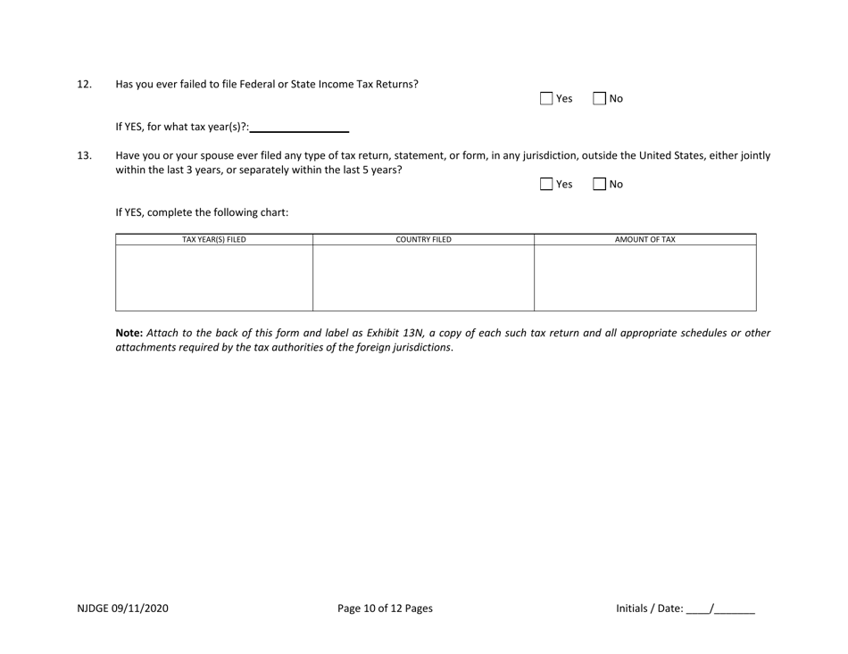 Form 33 New Jersey Supplemental Form to the Multi-Jurisdictional Personal History Disclosure Form - Casino Service Industry Enterprise Qualifiers - New Jersey, Page 11
