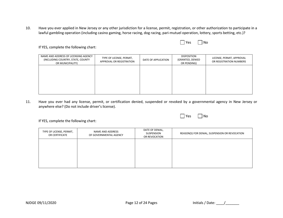Form 34 (Personal History Disclosure Form 2) Outside Directors of Holding and Intermediary Companies of Casino Service Industry Enterprises - New Jersey, Page 13