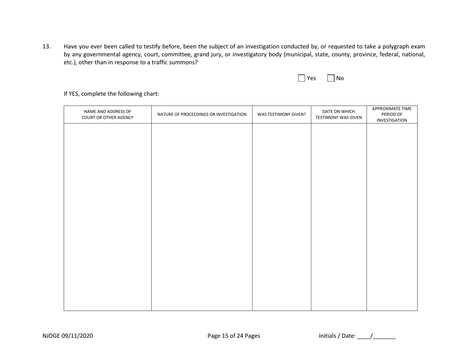 Form 34 (Personal History Disclosure Form 2) Outside Directors of Holding and Intermediary Companies of Casino Service Industry Enterprises - New Jersey, Page 16