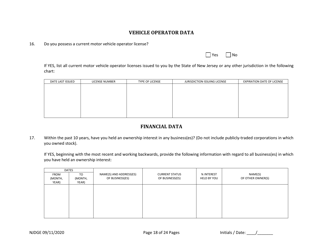 Form 34 (Personal History Disclosure Form 2) Outside Directors of Holding and Intermediary Companies of Casino Service Industry Enterprises - New Jersey, Page 19