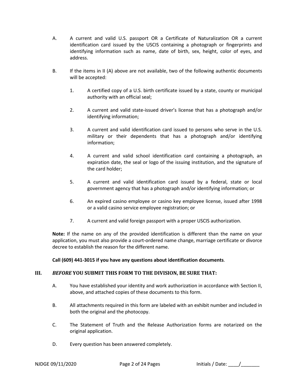 Form 34 (Personal History Disclosure Form 2) Outside Directors of Holding and Intermediary Companies of Casino Service Industry Enterprises - New Jersey, Page 3
