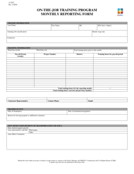 Form A-2202 &quot;On-The-Job Training Program Monthly Reporting Form&quot; - New Mexico