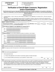 Document preview: Land Surveyor Form 3 Verification of Out-of-State Licensure, Registration and/or Examination - New York