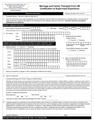 Document preview: Marriage and Family Therapist Form 4B Certification of Supervised Experience - New York