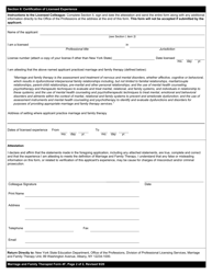Marriage and Family Therapist Form 4F Certification of Licensed Experience - New York, Page 2