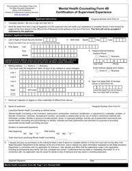 Mental Health Counseling Form 4B Certification of Supervised Experience - New York