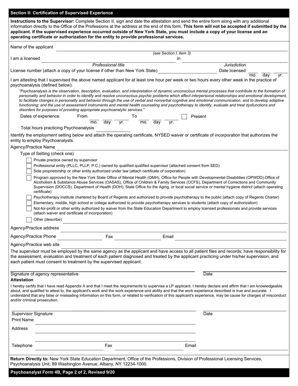 Psychoanalyst Form 4B - Fill Out, Sign Online And Download Fillable PDF ...