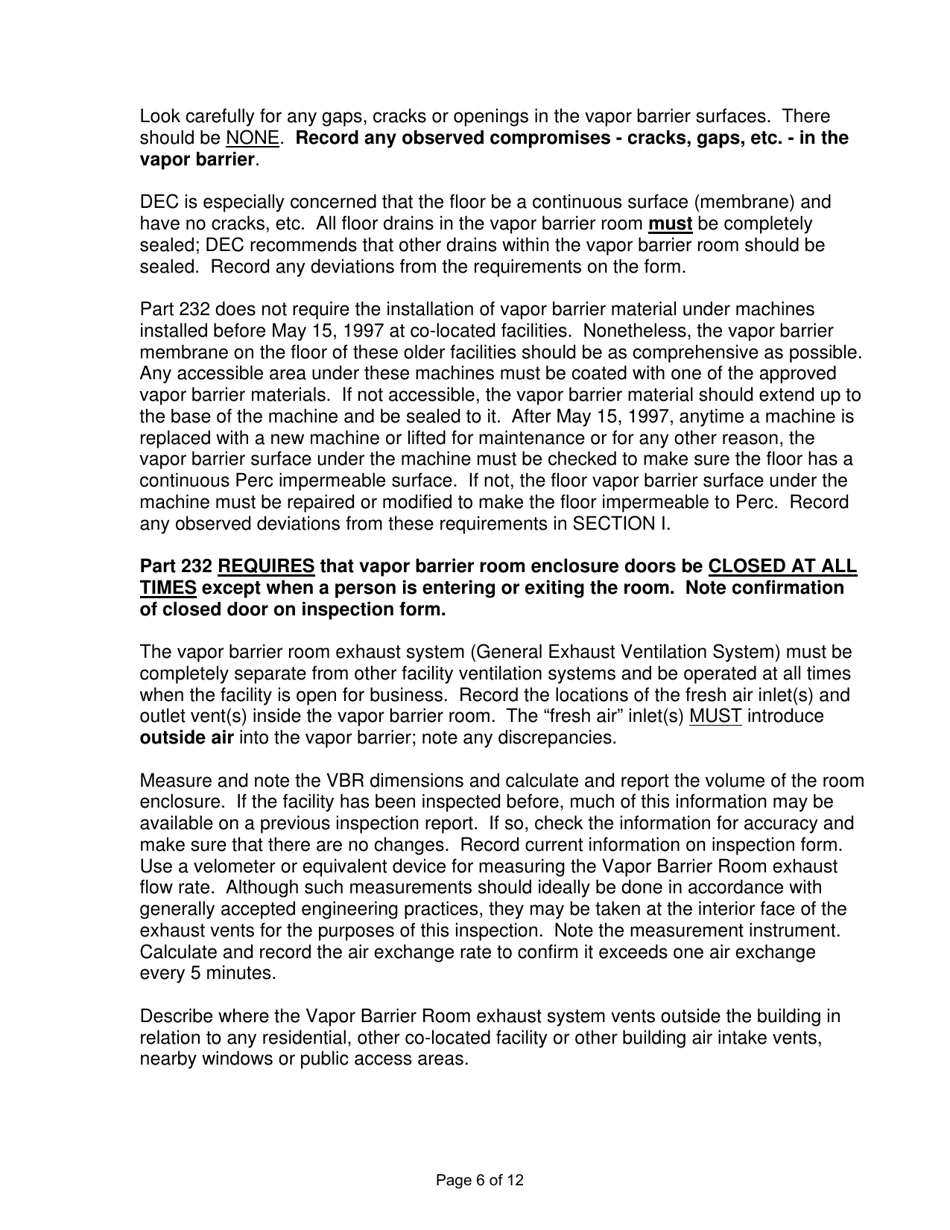 Instructions for Form 232-15 Part 232 Dry Cleaning Facility Compliance Inspection Report - New York, Page 6