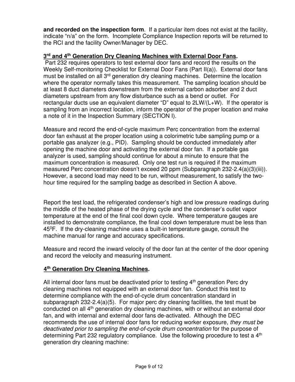 Instructions for Form 232-15 Part 232 Dry Cleaning Facility Compliance Inspection Report - New York, Page 9