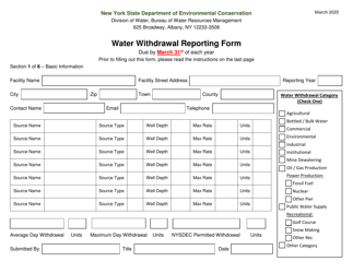 Document preview: Water Withdrawal Reporting Form - New York