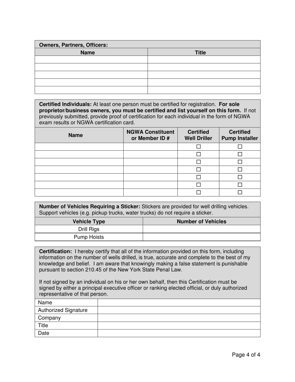 2021 New York New York State Water Well Program Registration Fill Out