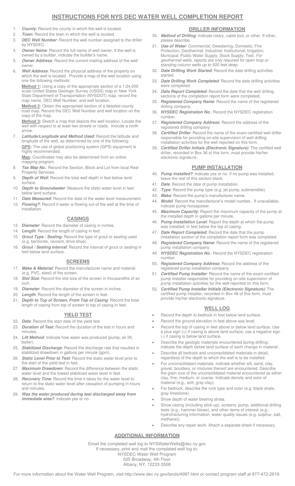 Water Well Completion Report - New York, Page 2