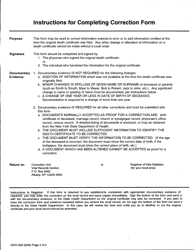 Form DOH-299 Application for Correction of Certificate of Death - New York, Page 2