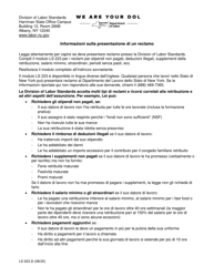 Document preview: Form LS223I Labor Standards Complaint Form - New York (Italian)