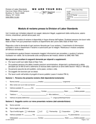 Form LS223I Labor Standards Complaint Form - New York (Italian), Page 3