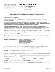 Document preview: Form LS608.2 Labor Standards Pay Equity Complaint Form Section 194 - New York