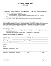 Form LS301 Independent Auditor&#039;s Statement Verifying Employer&#039;s Wage Parity Hours and Expenses - New York
