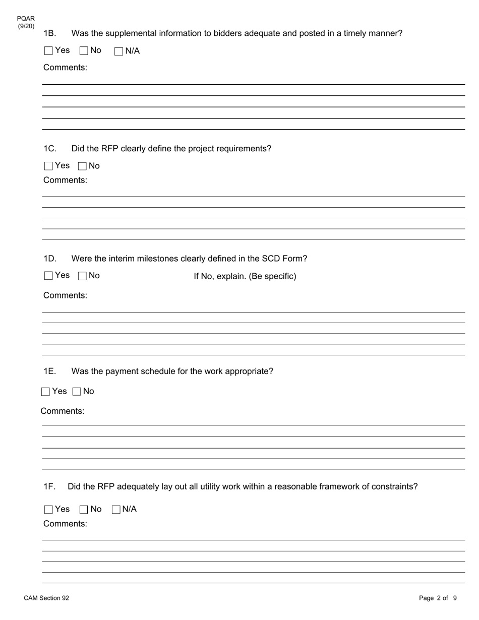 Form PQAR DB Project Quality Assurance Report Design Build - New York, Page 2