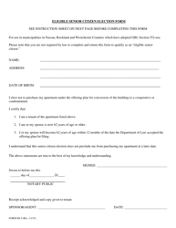 Document preview: Form SH-5 Eligible Senior Citizen Election Form - New York