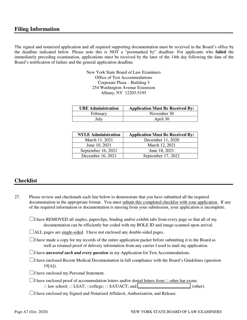 Application for Non-standard Test Accommodations (Nta) - New York, Page 7