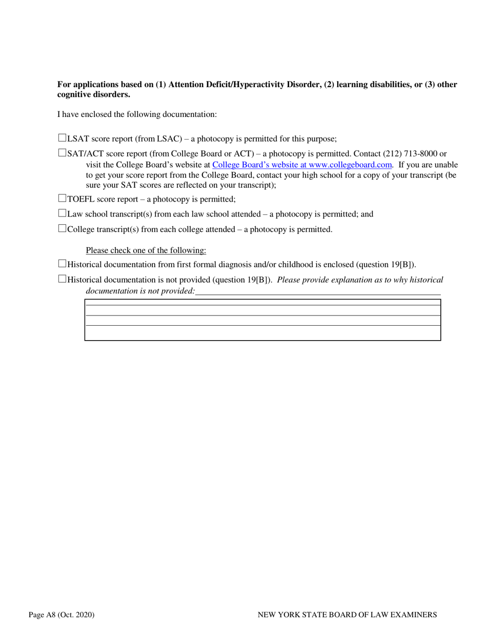 Application for Non-standard Test Accommodations (Nta) - New York, Page 8