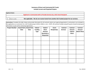 Form GCC-113 Summary of Direct and Contracted Gcc Funds - North Carolina, Page 2