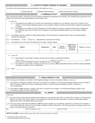 Form AOC-CR-259 Petition and Order for Judicial Determination of Sex Offender Registration Requirement - North Carolina, Page 2