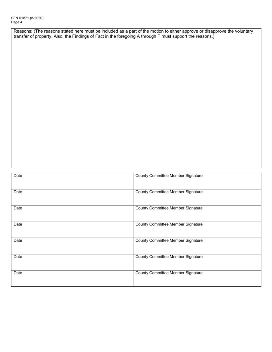Form SFN61871 Findings of Fact for Voluntary Transfer of Property to School District - North Dakota, Page 4