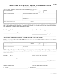 Form 5 &quot;Affidavit of Mailing/Personal Service - Answer/Counterclaim&quot; - North Dakota