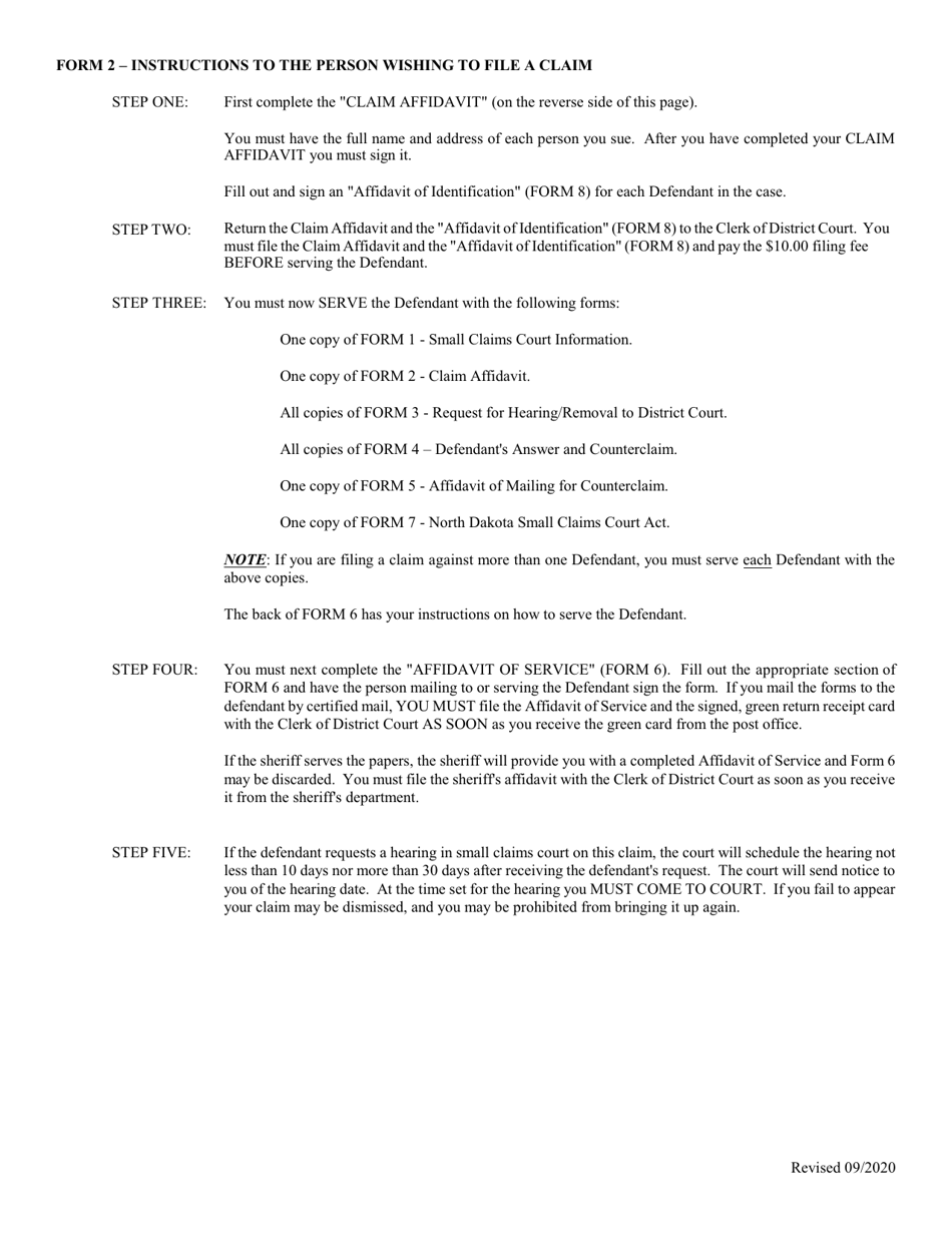 Form 2 Fill Out Sign Online And Download Fillable Pdf North Dakota Templateroller 6822