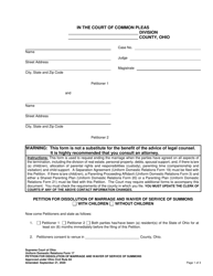 Document preview: Uniform Domestic Relations Form 17 Petition for Dissolution of Marriage and Waiver of Service of Summons - Ohio