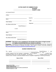 Document preview: Uniform Domestic Relations Form 20 Shared Parenting Plan - Ohio