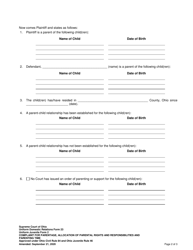 Uniform Domestic Relations Form 23 (Uniform Juvenile Form 2) Complaint for Parentage, Allocation of Parental Rights and Responsibilities (Custody), and Parenting Time (Companionship and Visitation) - Ohio, Page 2