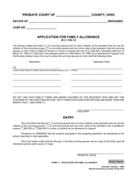 Form 7.1 Application for Family Allowance - Ohio