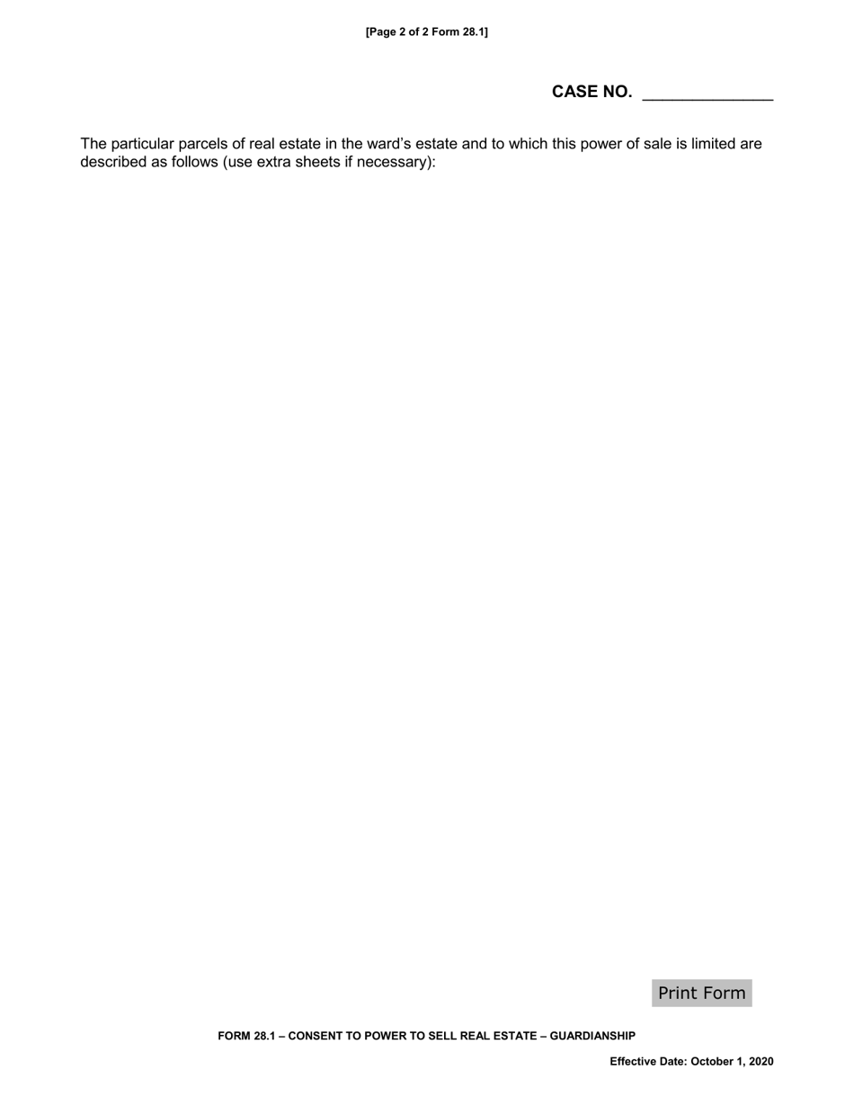 Form 28.1 Consent to Power to Sell Real Estate - Guardianship - Ohio, Page 2