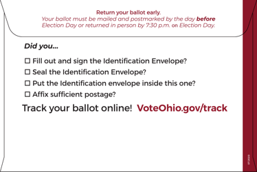 Form 12-F Return Envelope - Absentee Voter Ballot - Ohio, Page 2