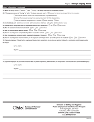 Form SH-12 (BWC-6611) Sharps Injury Form - Needlestick Report - Ohio, Page 2