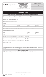 Form SH-6 (BWC-6605) Complaint Form - Ohio