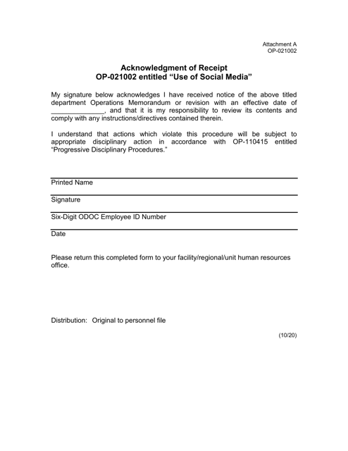 Form OP-021002 Attachment A  Printable Pdf